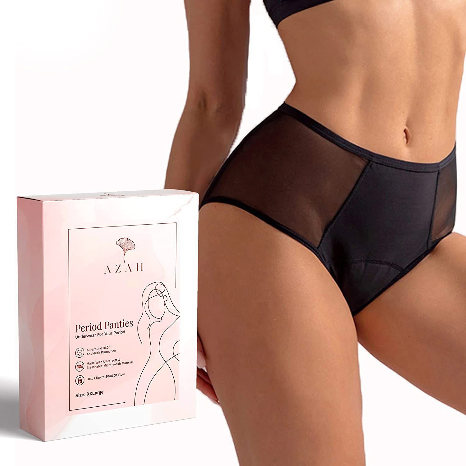 Azah Period Panties for Women - Size XX-Large | Leak Proof Protection | Breathable Panties